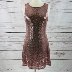 Speechless Rose Gold Keyhole Sequin Dress